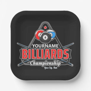 Personalised NAME Billiards 8 Ball Pool Cue Rack  Paper Plate
