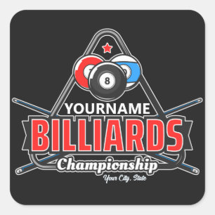 Personalised NAME Billiards 8 Ball Pool Cue Rack  Square Sticker