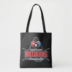 Personalised NAME Billiards 8 Ball Pool Cue Rack  Tote Bag