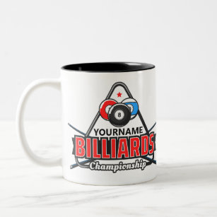Personalised NAME Billiards 8 Ball Pool Cue Rack  Two-Tone Coffee Mug