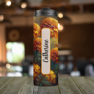 Personalised Name Birth Flower October 16 oz Thermal Tumbler