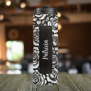 Personalised Name Birth Flower Rose 16 oz Thermal Tumbler