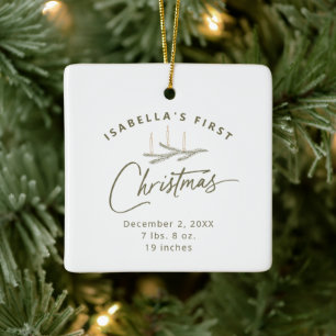 Personalised Name Birth Stats My First Christmas Ceramic Ornament