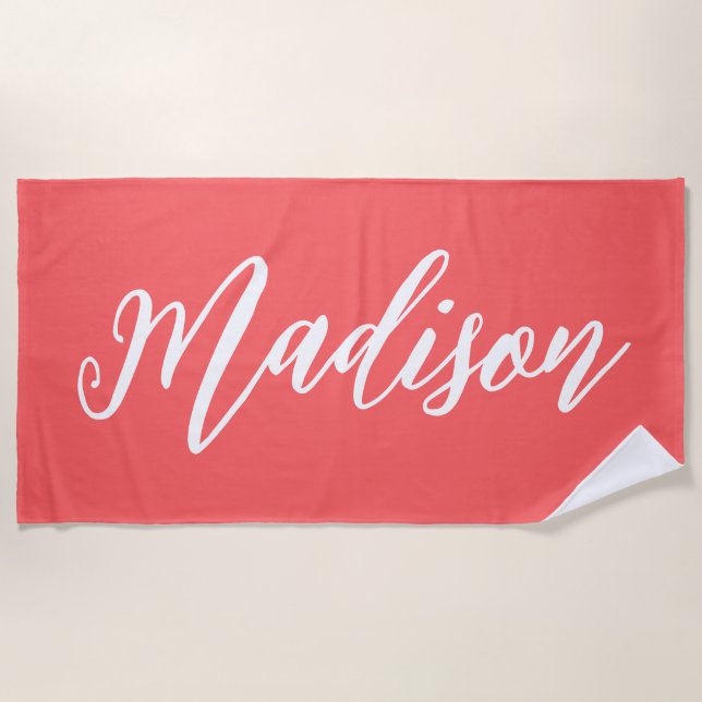 Personalised Name Birthday Custom Pool Vacation Beach Towel (Front)