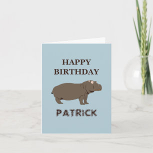 Personalised Name Birthday Hippopotamus Hippo  Card