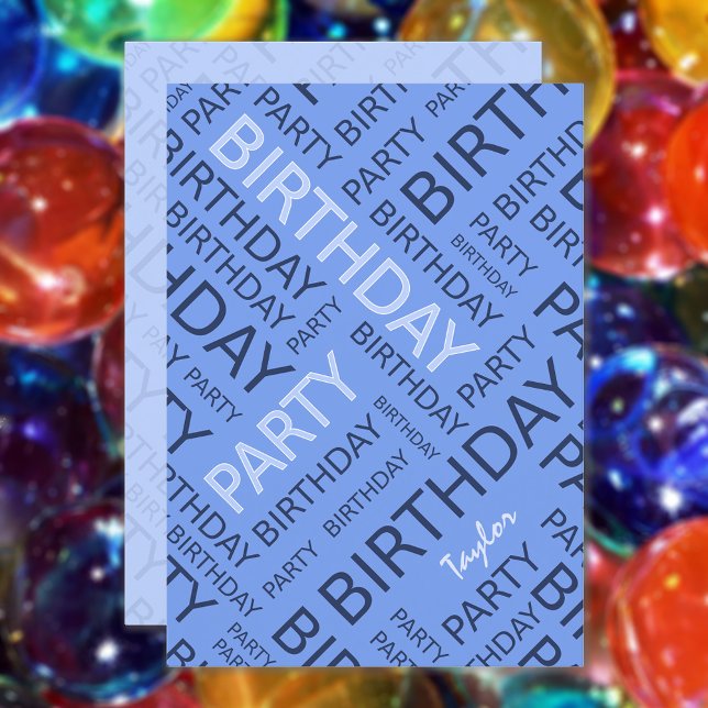 Personalised name Birthday party invitation blue (Creator Uploaded)