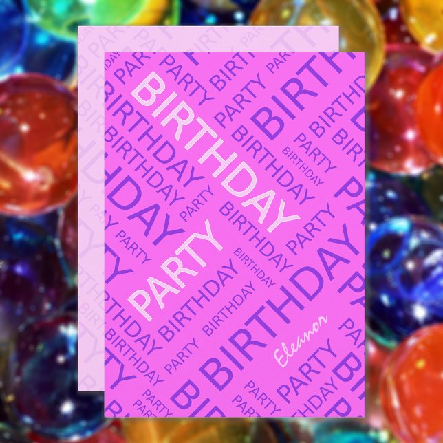 Personalised name Birthday party invitation pink (Creator Uploaded)