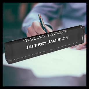 Personalised Name Black and White Acrylic Nameplate