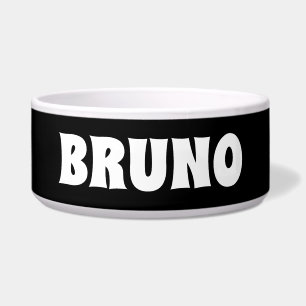 Personalised Name Black and White Dog Bowl