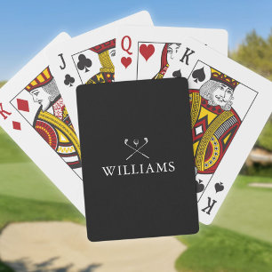 Personalised Name Black And White Golf Clubs Playing Cards