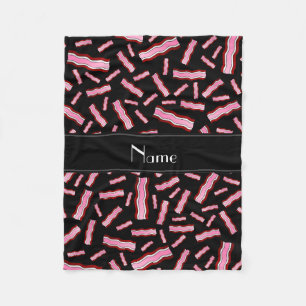 Personalised name black bacon pattern fleece blanket