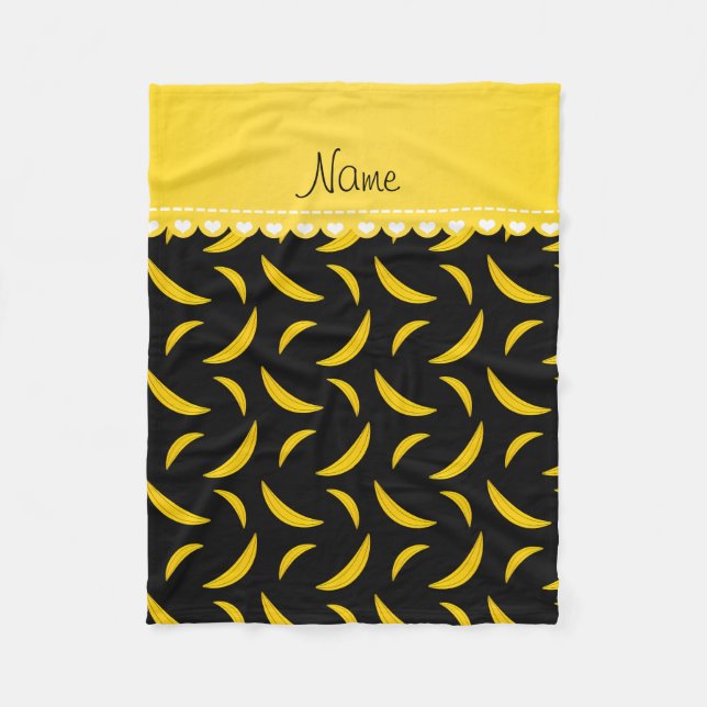 Personalised name black bananas fleece blanket (Front)