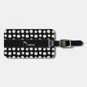 Personalised name black baseballs pattern luggage tag