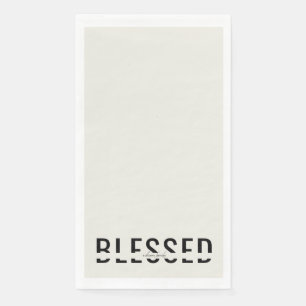 Personalised Name Black & Beige Blessed Holiday Napkin