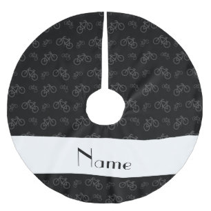 Personalised name black bicycles brushed polyester tree skirt