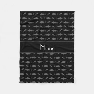Personalised name black bluefin tuna pattern fleece blanket