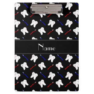 Personalised name black brushes and tooth pattern clipboard