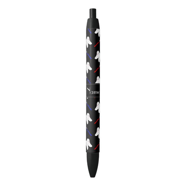 Personalised name black brushes and tooth pattern ink pen (Front Vertical)