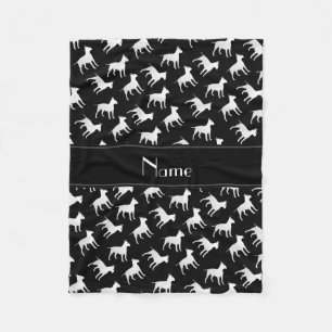 Personalised name black bull terrier dogs fleece blanket