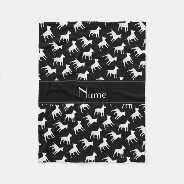 Personalised name black bull terrier dogs fleece blanket (Front)