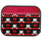 Personalised name black cats red hearts stripes