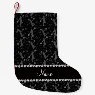 Personalised name black cheerleading stars small christmas stocking