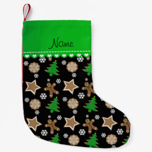 Personalised name black christmas cookies small christmas stocking