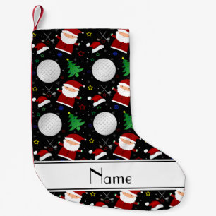Personalised name black christmas golfing small christmas stocking