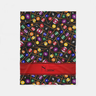 Personalised name black colourful pool pattern fleece blanket
