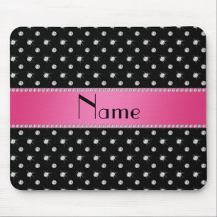 Personalised name black diamonds pink stripe mouse pad