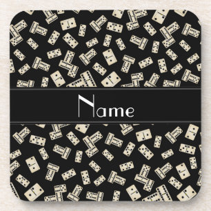Personalised name black dominos coaster