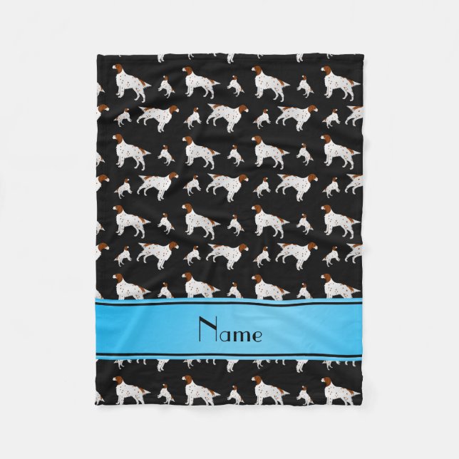 Personalised name black English Setter Fleece Blanket (Front)