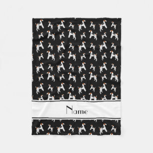 Personalised name black fox terrier dogs fleece blanket