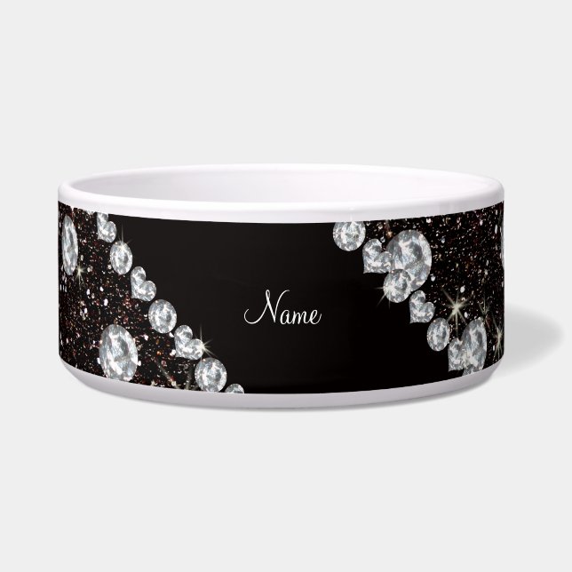 Personalised name black glitter diamonds (Front)