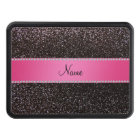 Personalised name black glitter pink stripe