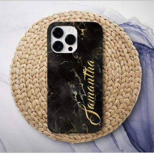 Personalised name Black golden marble custom Case-Mate iPhone 14 Pro Max Case