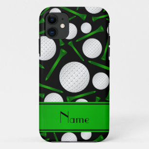 Personalised name black golf balls tees iPhone 11 case