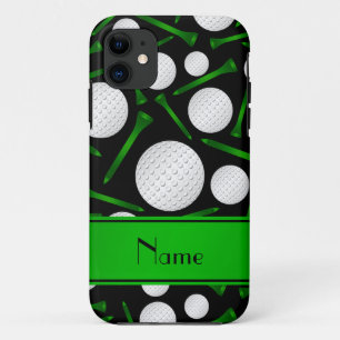 Personalised name black golf balls tees iPhone 11 case