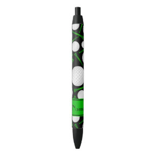 Personalised name black golf balls tees ink pen