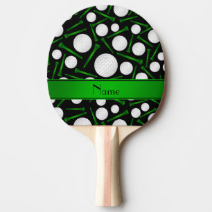 Personalised name black golf balls tees ping pong paddle