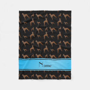 Personalised name black great dane dogs fleece blanket