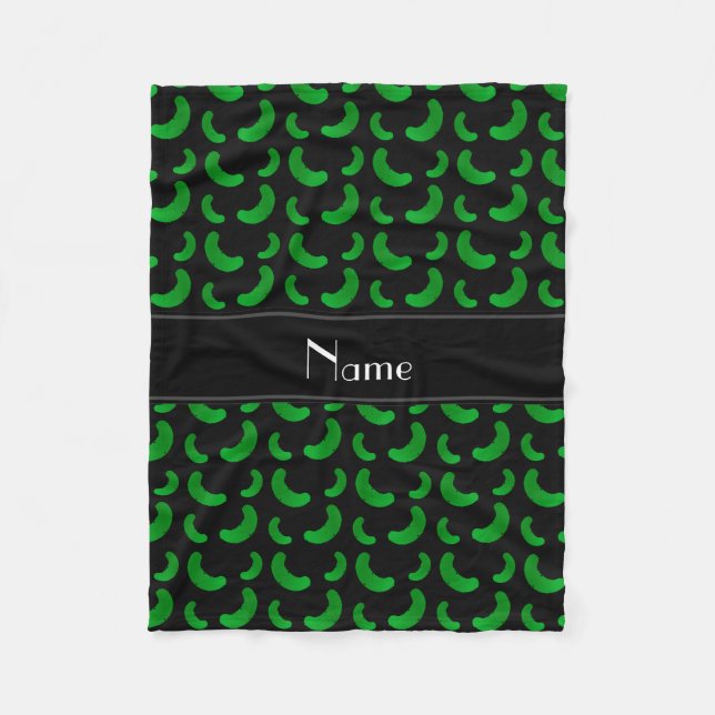 Personalised name black green pickles fleece blanket (Front)