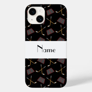 Personalised name black hockey pattern Case-Mate iPhone 14 case