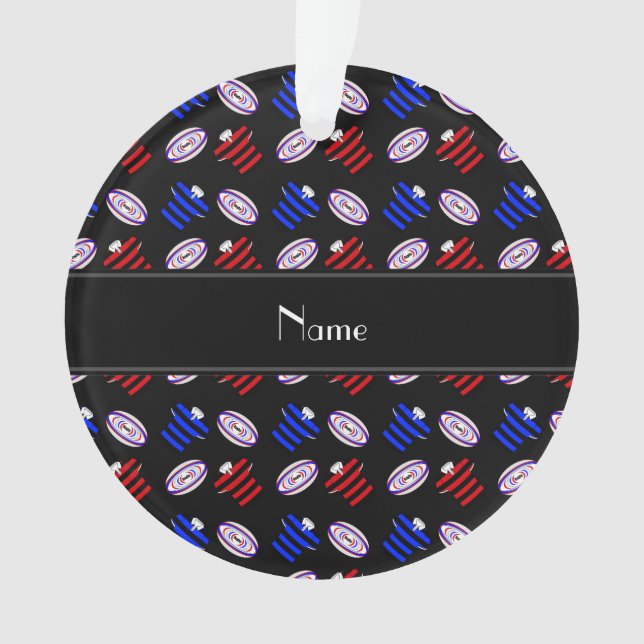 Personalised name black jerseys rugby balls ornament (Front)