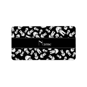 Personalised name black karate pattern label