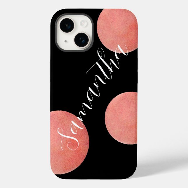 Personalised Name Black Large Polka Dots  Case-Mate iPhone Case (Back)