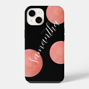 Personalised Name Black Large Polka Dots iPhone 14 Case