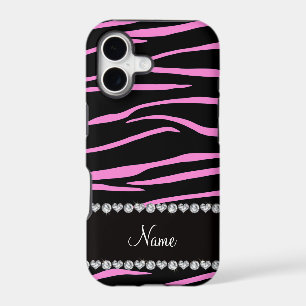 Personalised name black light pink zebra stripes