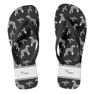 Personalised name black Miniature Schnauzer dogs Thongs