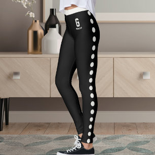 Personalised Name Black Neutral Polka Dot Pattern Leggings